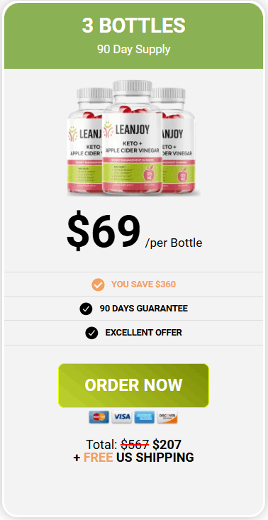 LeanJoy 3 bottle package — 90 day supply free US shipping